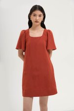 KARISA FLUTTER SLEEVE LINEN MINI DRESS