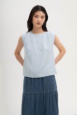 VIOLA CAP SLEEVE LINEN TOP