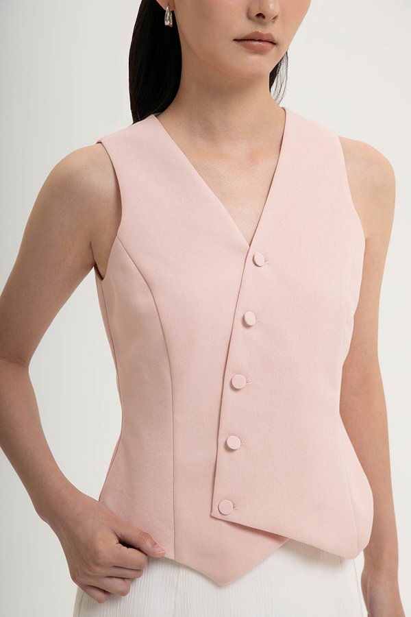 OLIVIA ASYMMETRIC VEST LINEN TOP