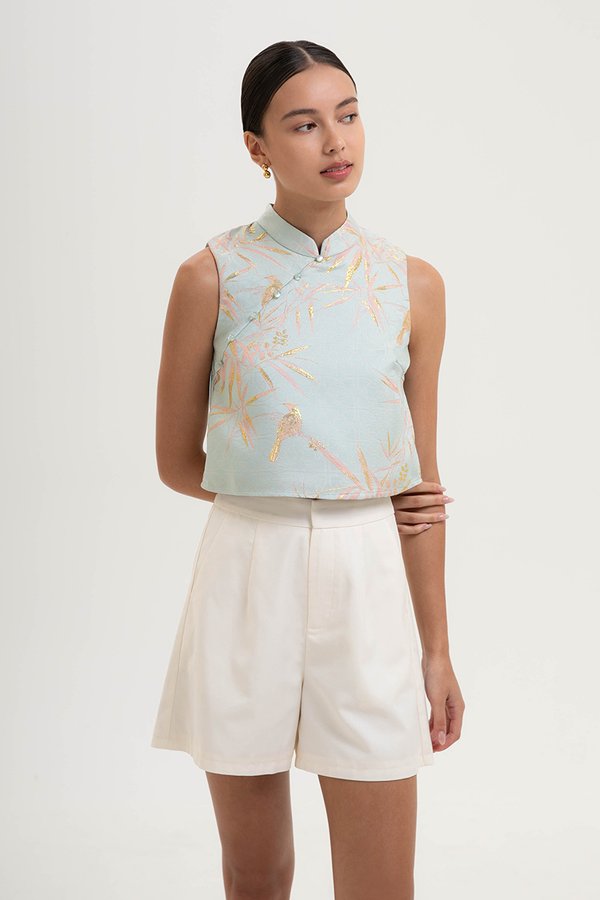 LAUREL SPARROW JACQUARD CHEONGSAM TOP