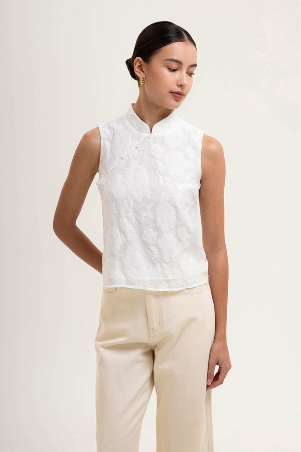 NADINA EMBOSSED ORGANZA CHEONGSAM TOP