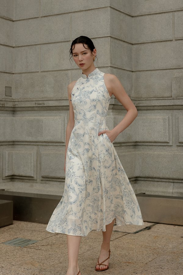 ORIENTAL LILIES CHEONGSAM DRESS