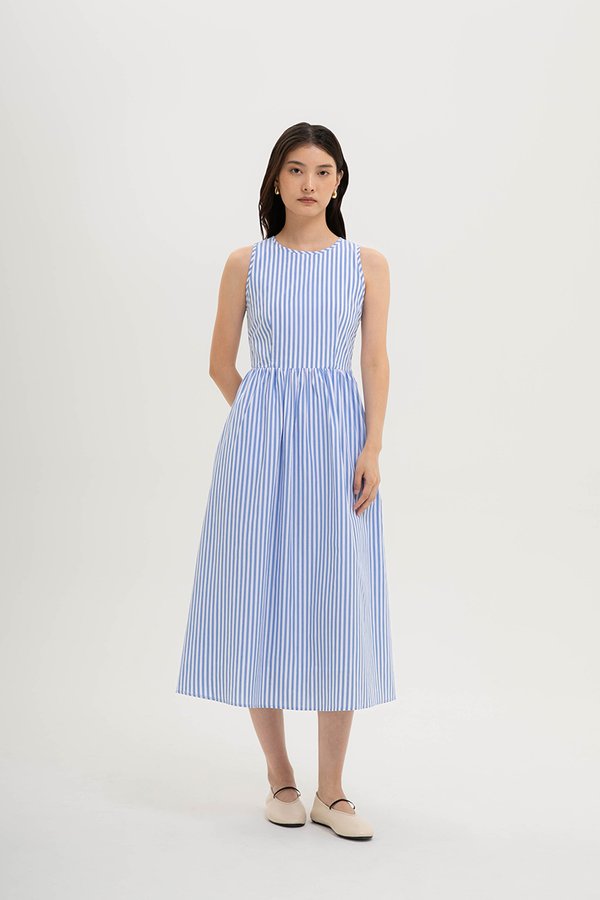 CYNTHIA BUTTONDOWN STRIPE MIDI DRESS