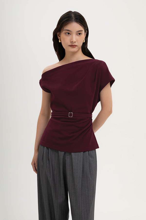 AMIRA ASYMMETRIC OFF SHOULDER TOP W BELT
