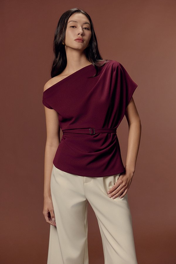 AMIRA ASYMMETRIC OFF SHOULDER TOP W BELT