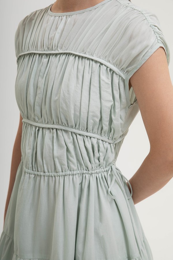 MANDY RUCHED TIERED MIDI DRESS