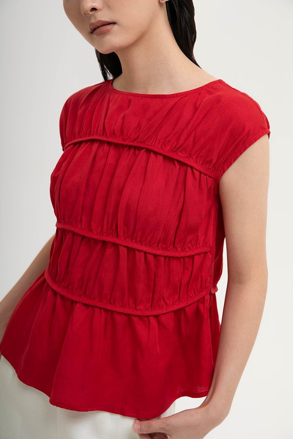 JYNN RUCHED LINEN TOP