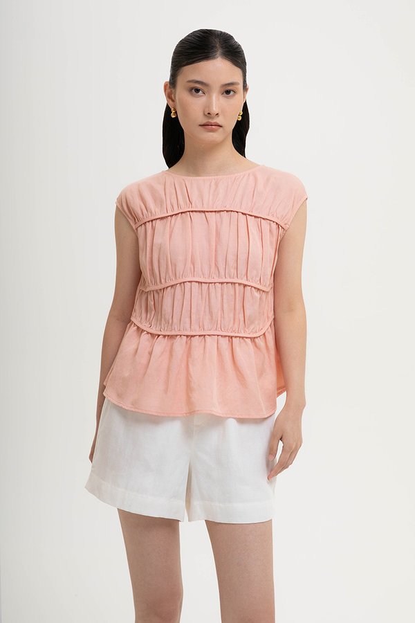 JYNN RUCHED LINEN TOP