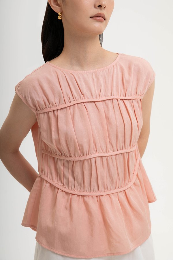 JYNN RUCHED LINEN TOP