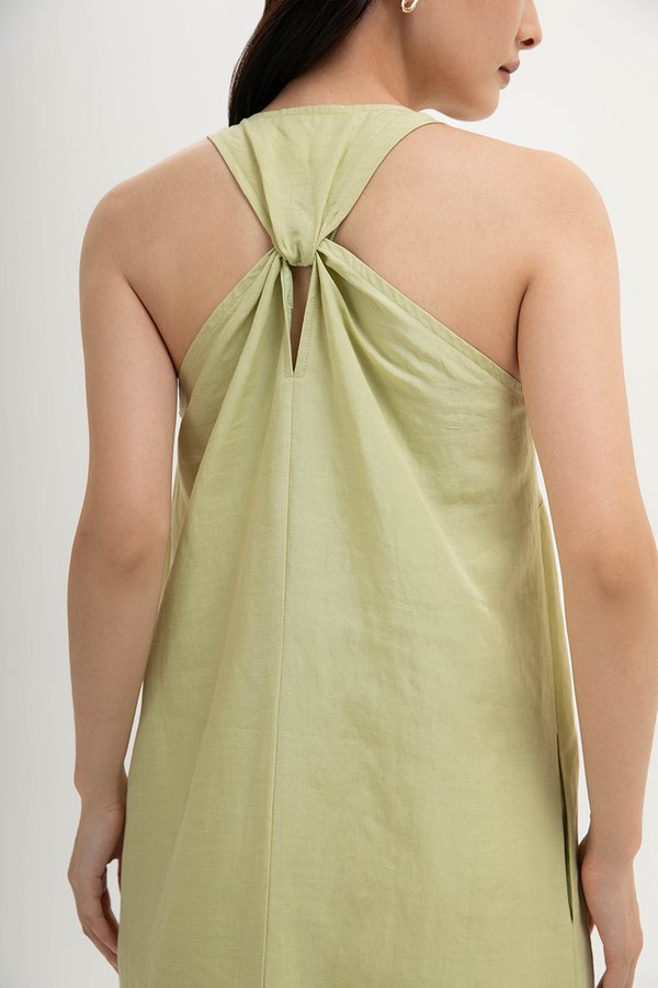NAIRA TRAPEZE BACK COLUMN LINEN DRESS