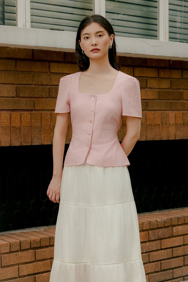 MEGHAN SHORT SLEEVE VEST LINEN TOP