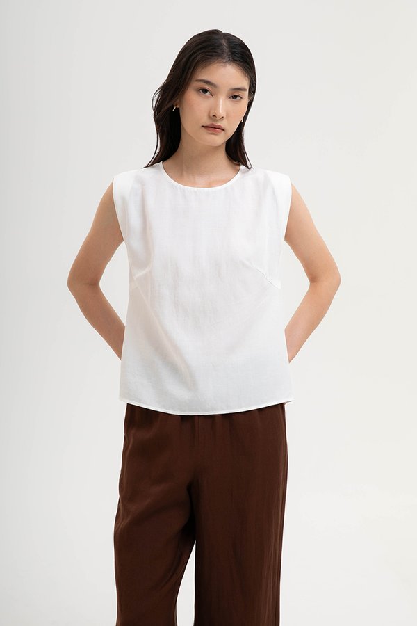 VIOLA CAP SLEEVE LINEN TOP