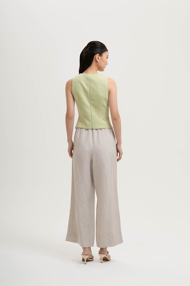 OLIVIA ASYMMETRIC VEST LINEN TOP