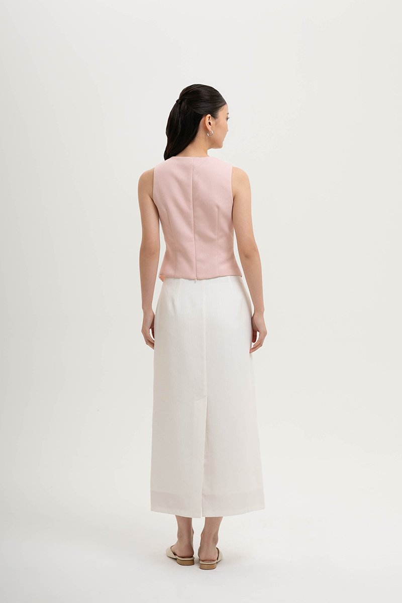 OLIVIA ASYMMETRIC VEST LINEN TOP