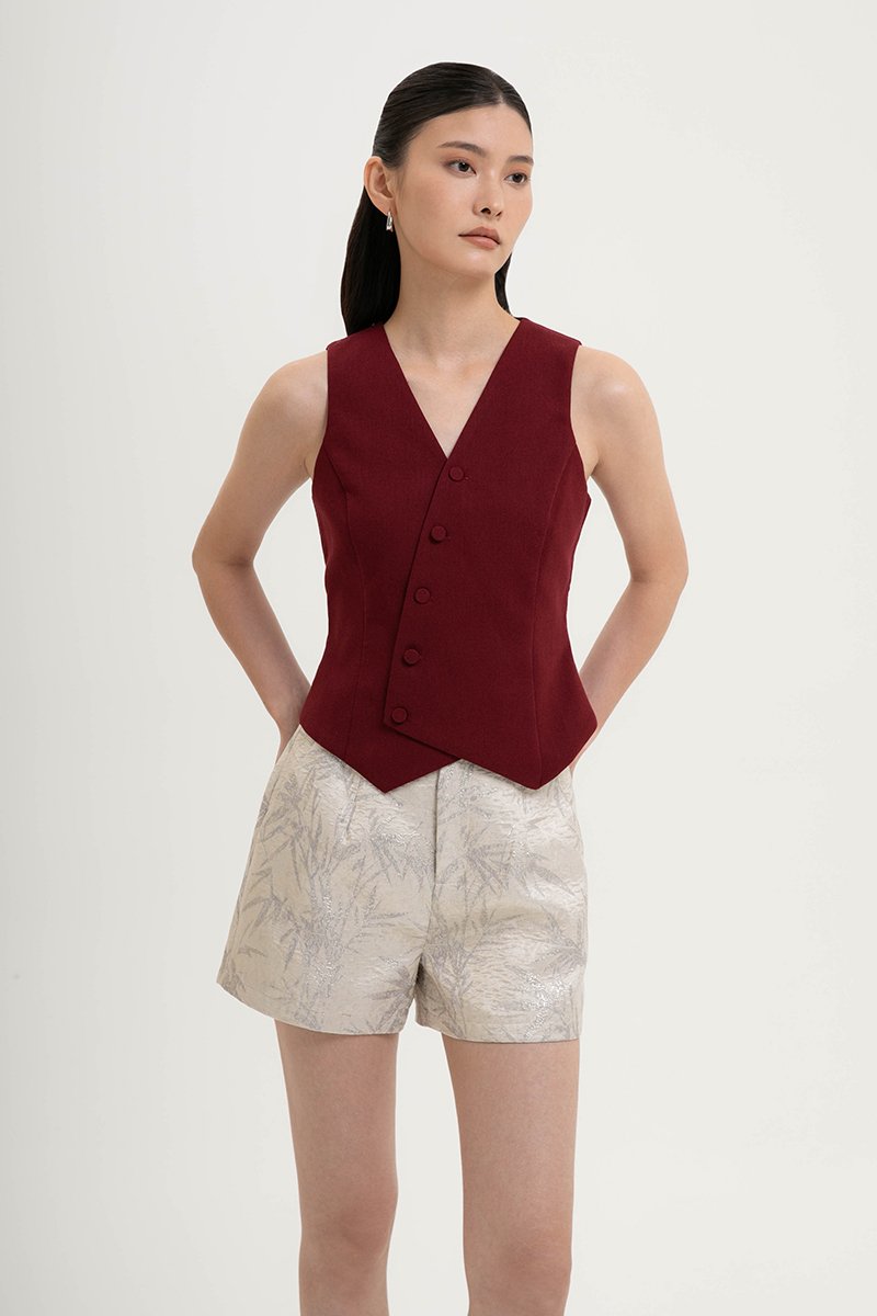 OLIVIA ASYMMETRIC VEST LINEN TOP