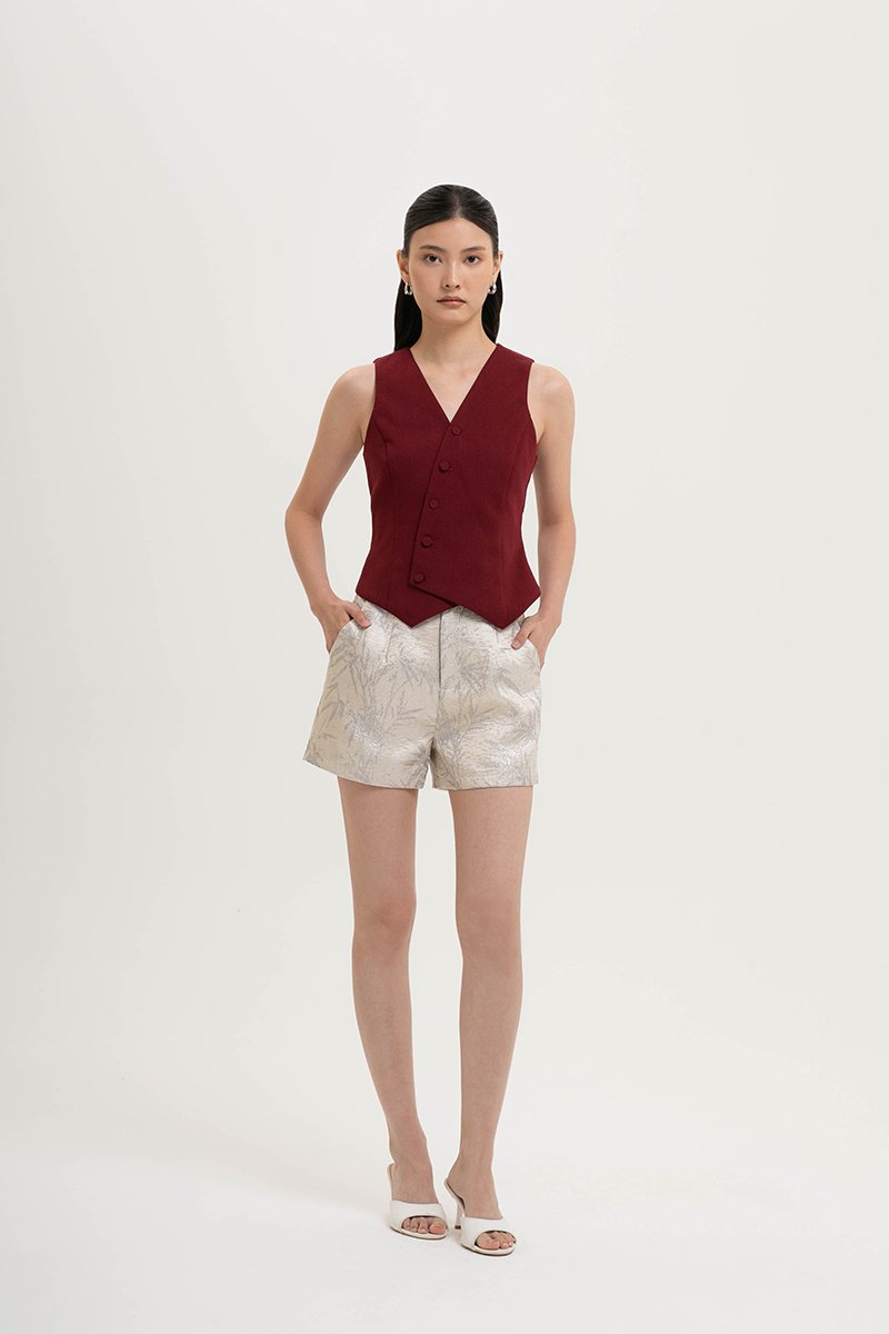 OLIVIA ASYMMETRIC VEST LINEN TOP