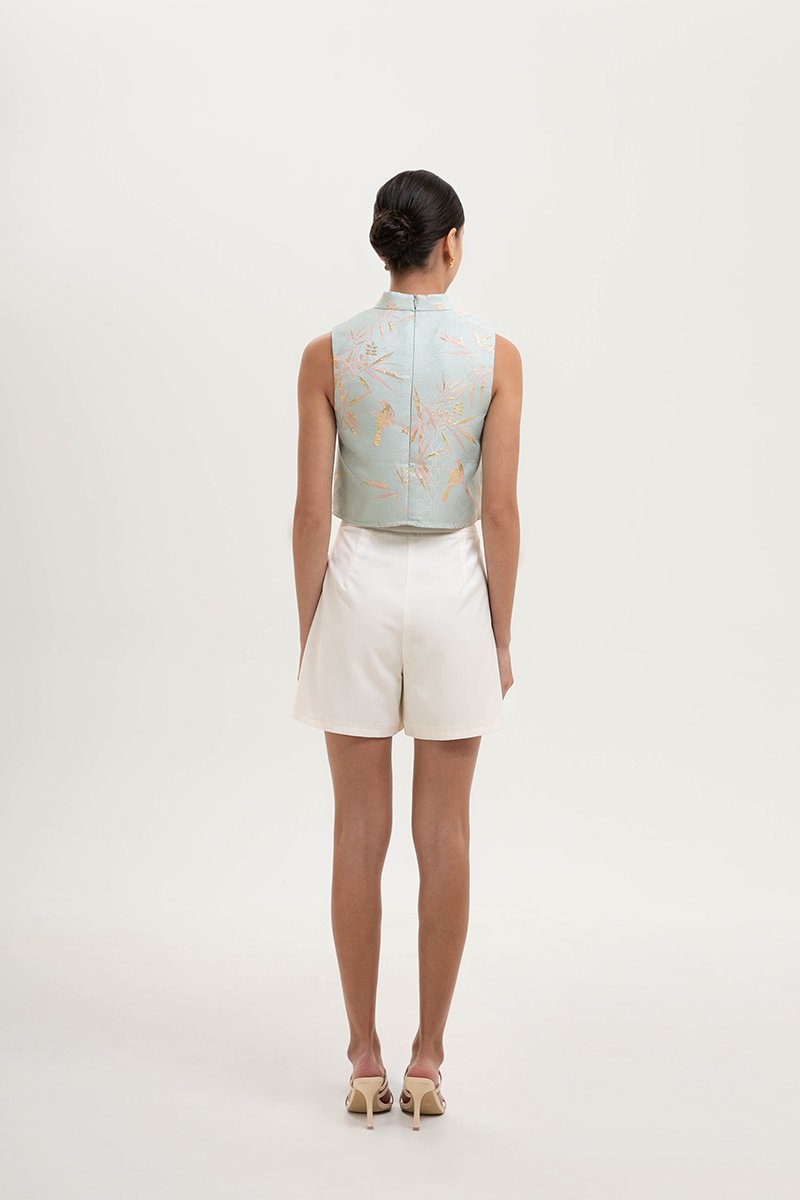 LAUREL SPARROW JACQUARD CHEONGSAM TOP