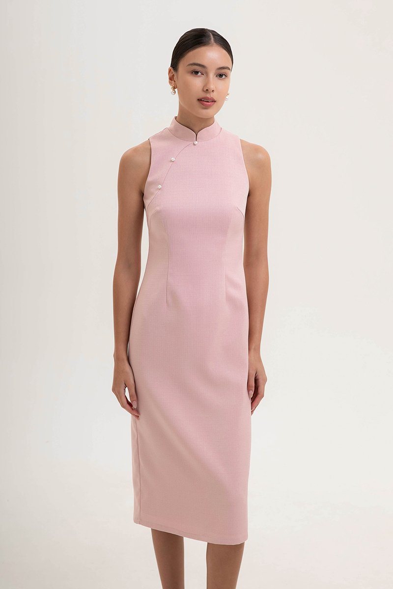 *PREORDER* NIKA TWEED MIDI CHEONGSAM W PEARL BUTTONS