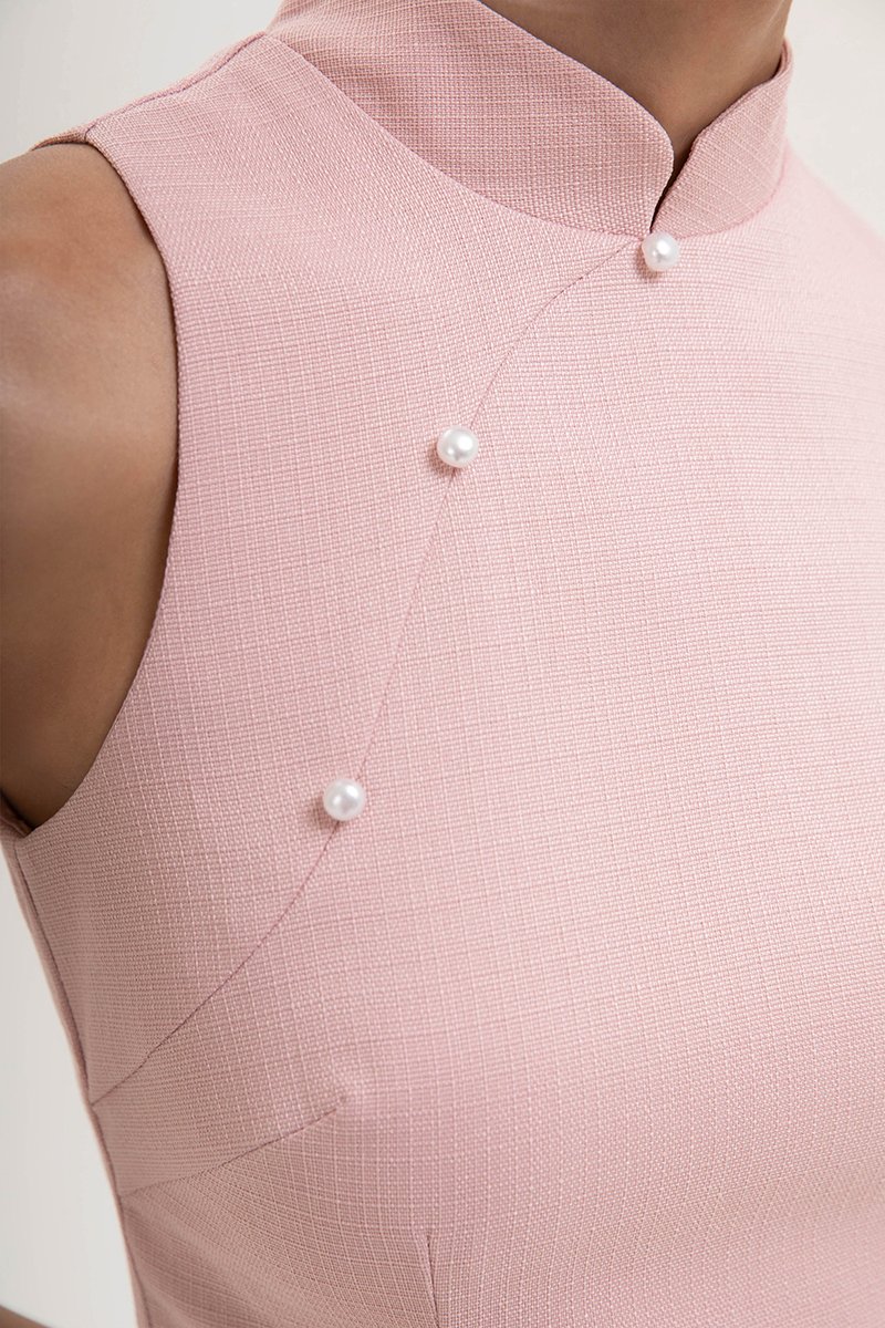 *PREORDER* NIKA TWEED MIDI CHEONGSAM W PEARL BUTTONS