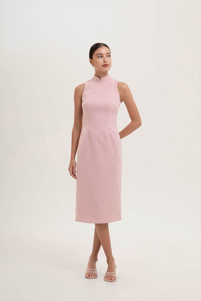 *PREORDER* NIKA TWEED MIDI CHEONGSAM W PEARL BUTTONS