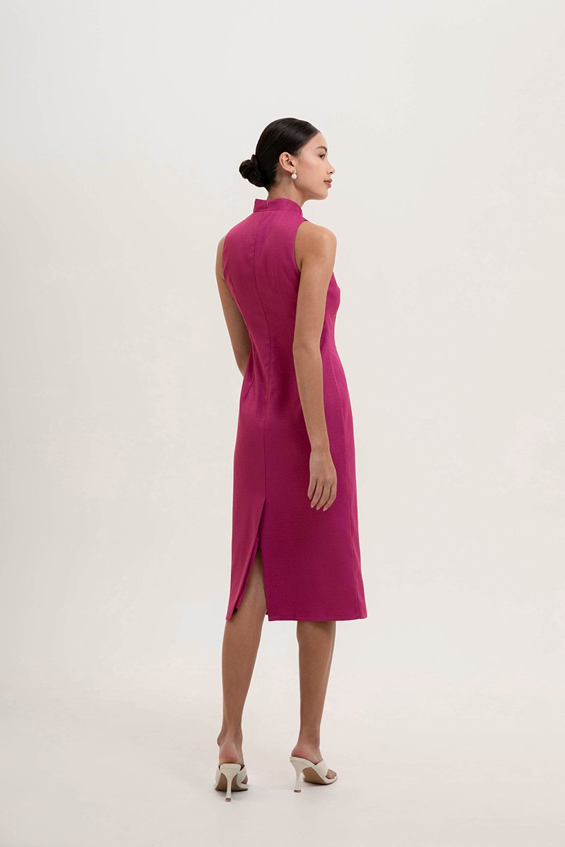 *PREORDER* NIKA TWEED MIDI CHEONGSAM W PEARL BUTTONS