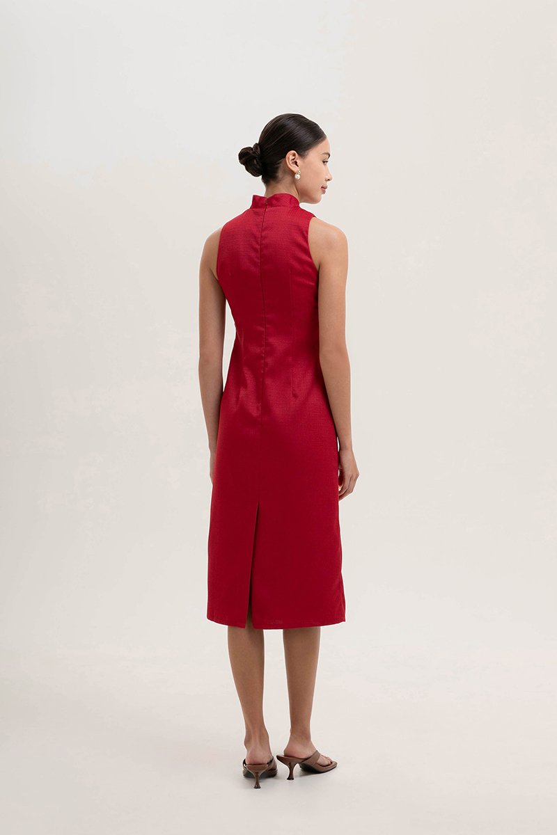 *PREORDER* NIKA TWEED MIDI CHEONGSAM W PEARL BUTTONS