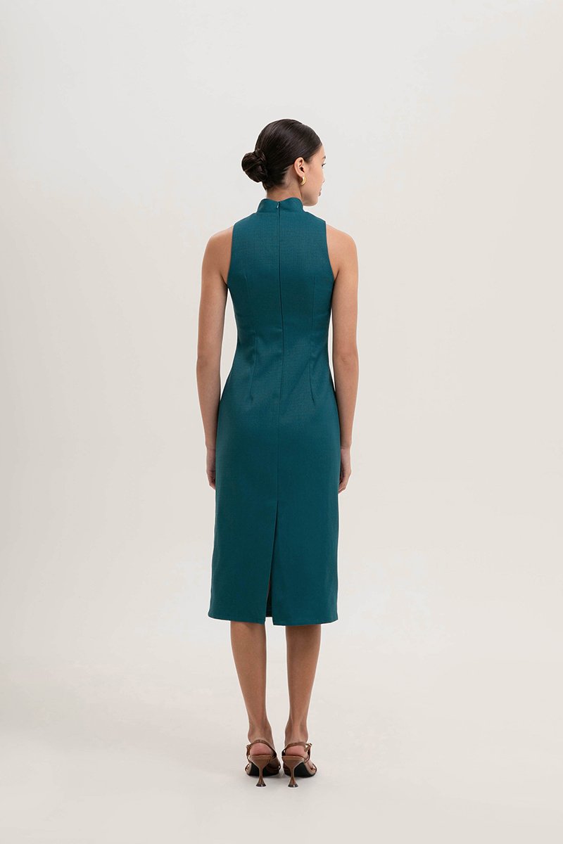 *PREORDER* NIKA TWEED MIDI CHEONGSAM W PEARL BUTTONS