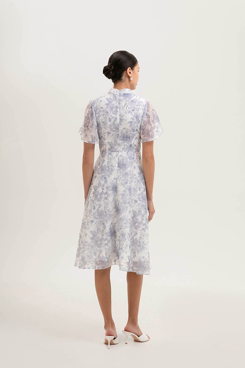 THALIA FLORAL FLUTTER SLEEVE CHEONGSAM