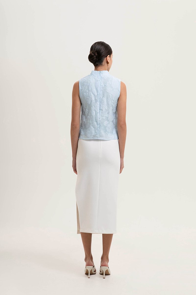 NADINA EMBOSSED ORGANZA CHEONGSAM TOP