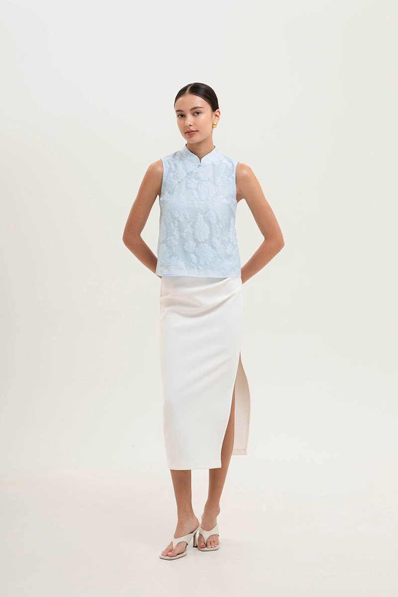 NADINA EMBOSSED ORGANZA CHEONGSAM TOP