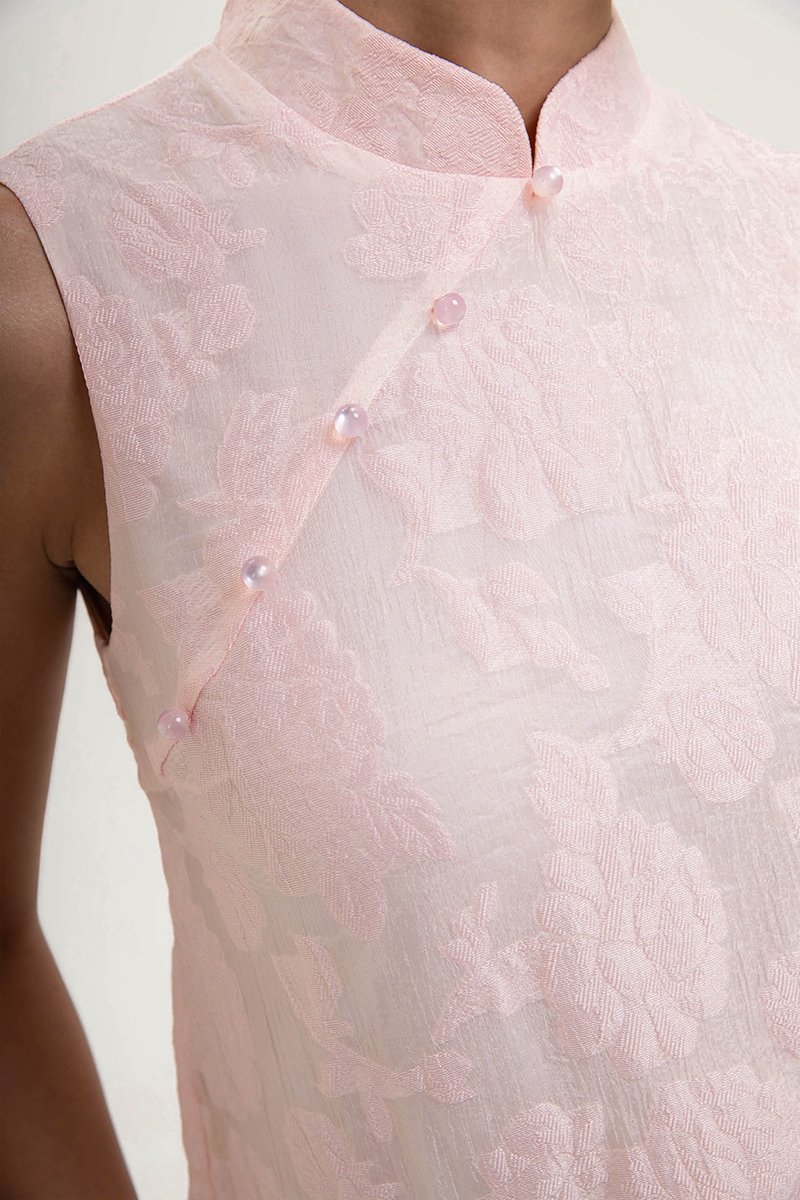 NADINA EMBOSSED ORGANZA CHEONGSAM TOP