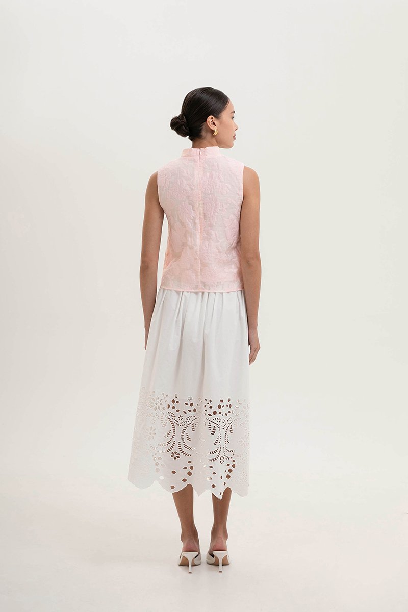 NADINA EMBOSSED ORGANZA CHEONGSAM TOP