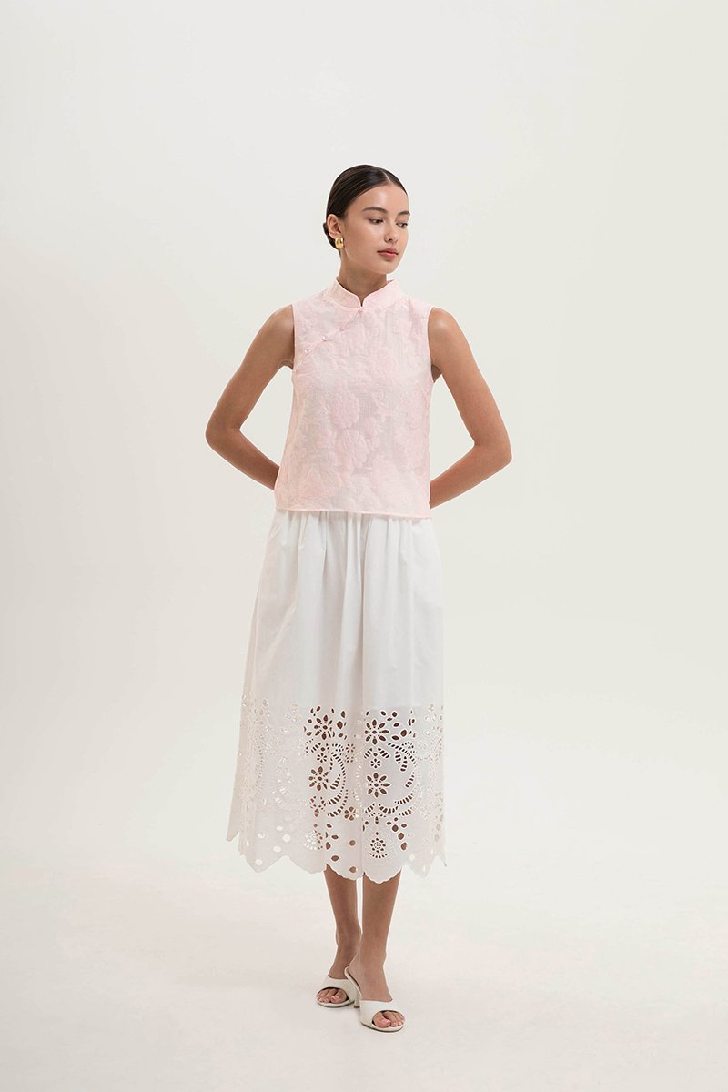 NADINA EMBOSSED ORGANZA CHEONGSAM TOP