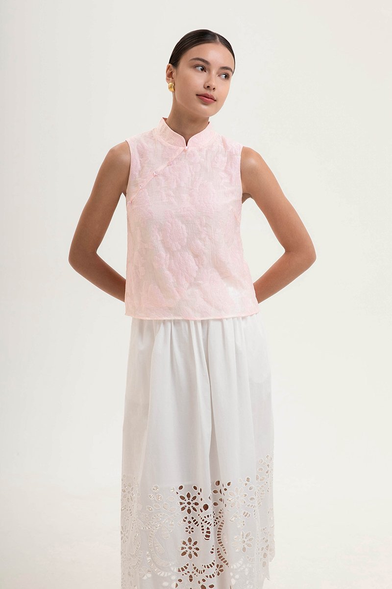 NADINA EMBOSSED ORGANZA CHEONGSAM TOP