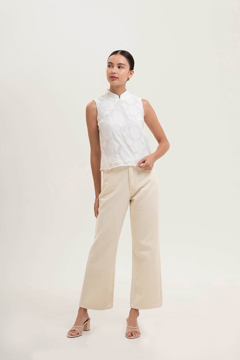 NADINA EMBOSSED ORGANZA CHEONGSAM TOP