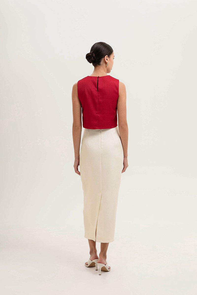 MARICA TEXTURED CHEONGSAM TOP