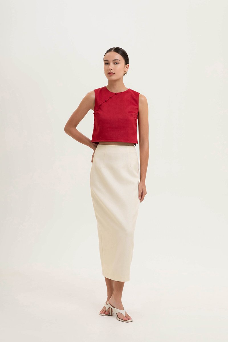 MARICA TEXTURED CHEONGSAM TOP