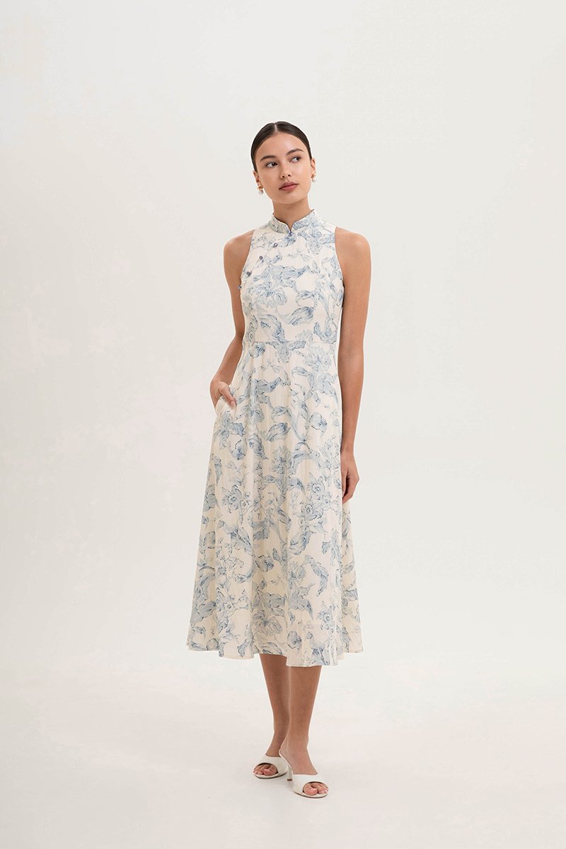 ORIENTAL LILIES CHEONGSAM DRESS