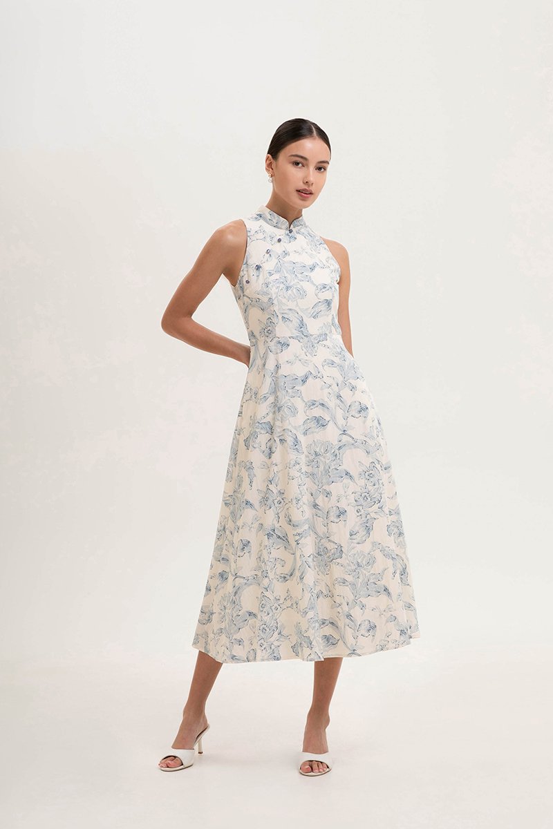 ORIENTAL LILIES CHEONGSAM DRESS