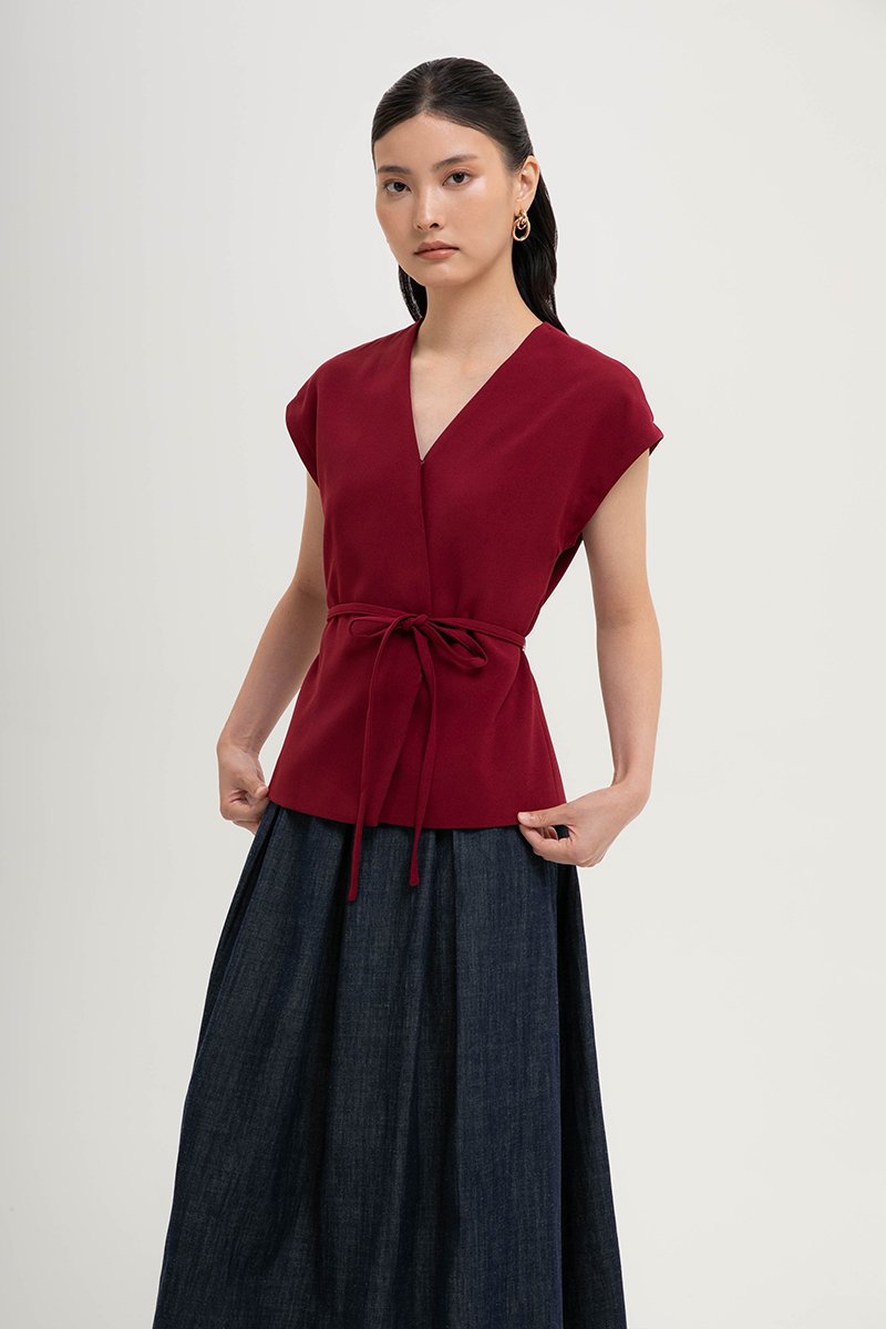 VANYA WRAP TOP W/ SASH