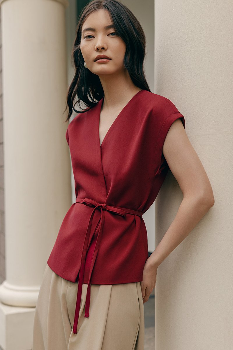VANYA WRAP TOP W/ SASH