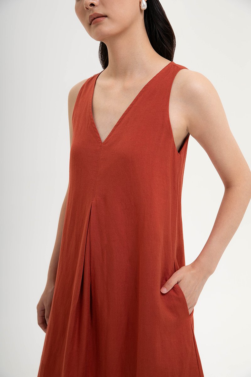 LANA PLEATED TENT LINEN DRESS
