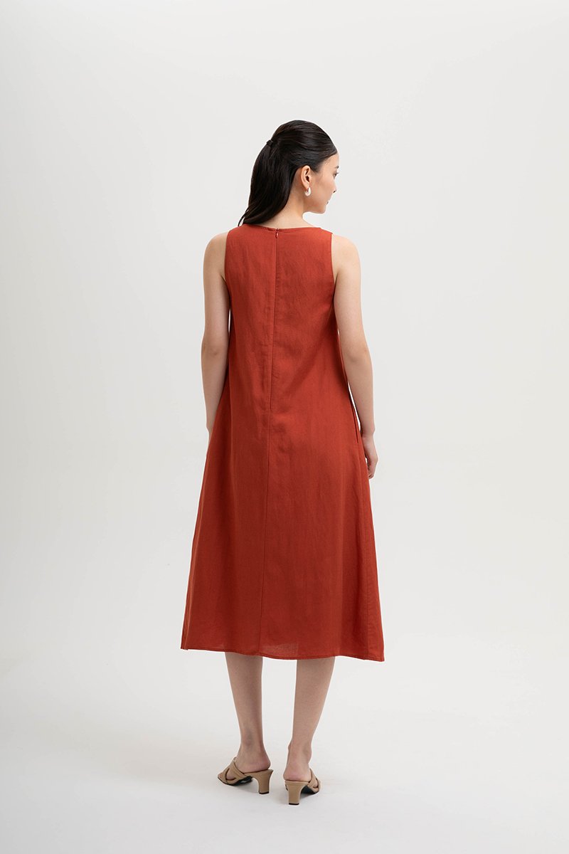 LANA PLEATED TENT LINEN DRESS