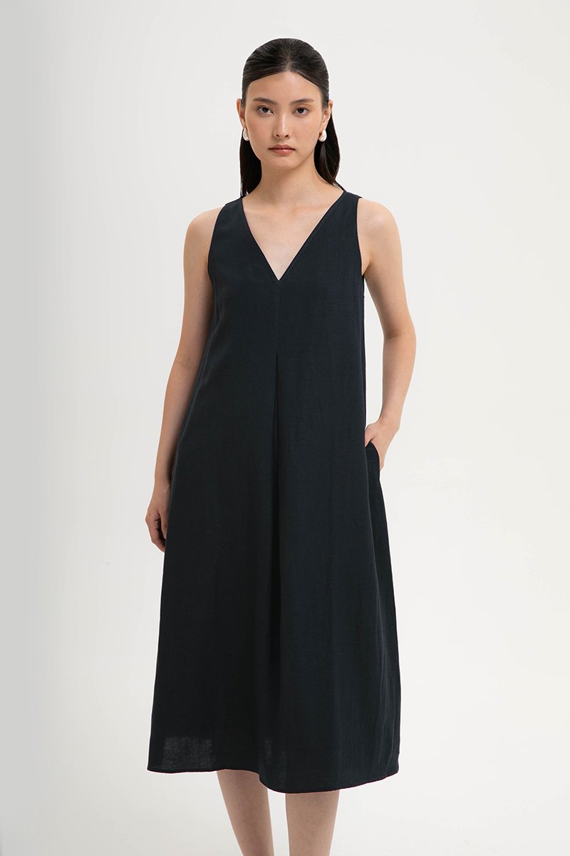 LANA PLEATED TENT LINEN DRESS