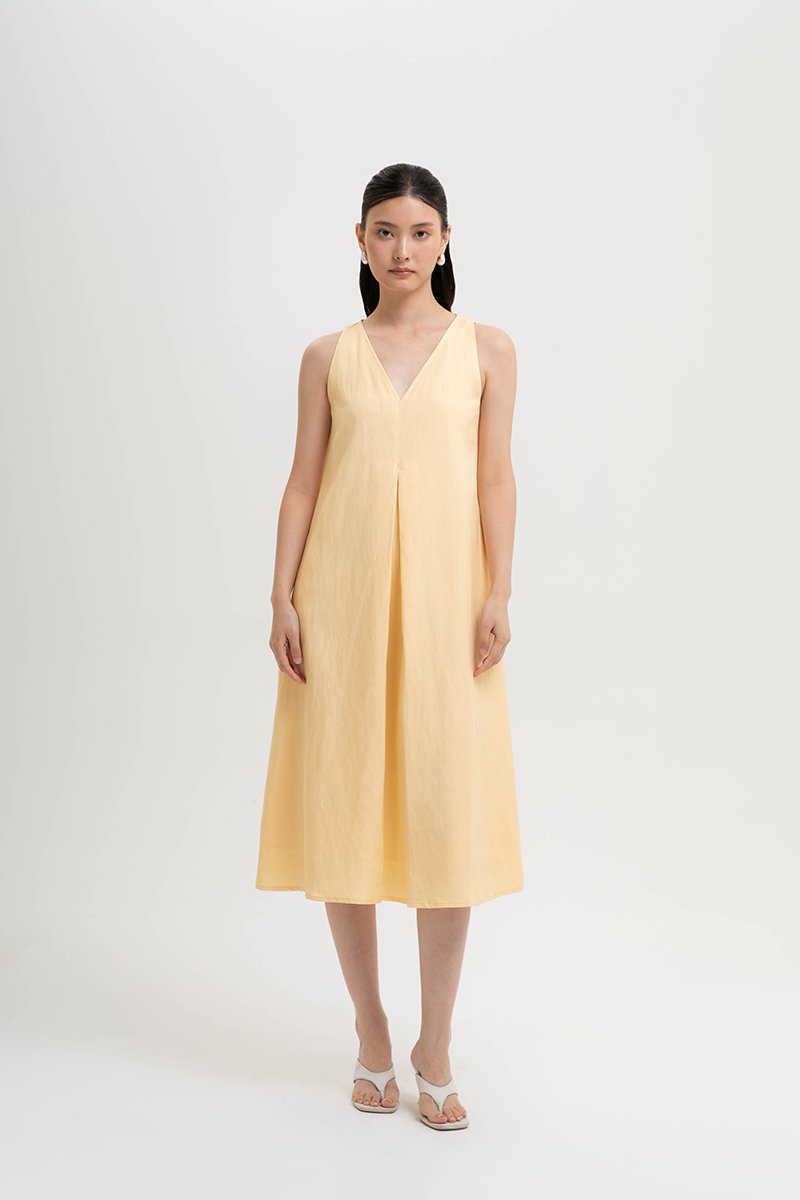 LANA PLEATED TENT LINEN DRESS