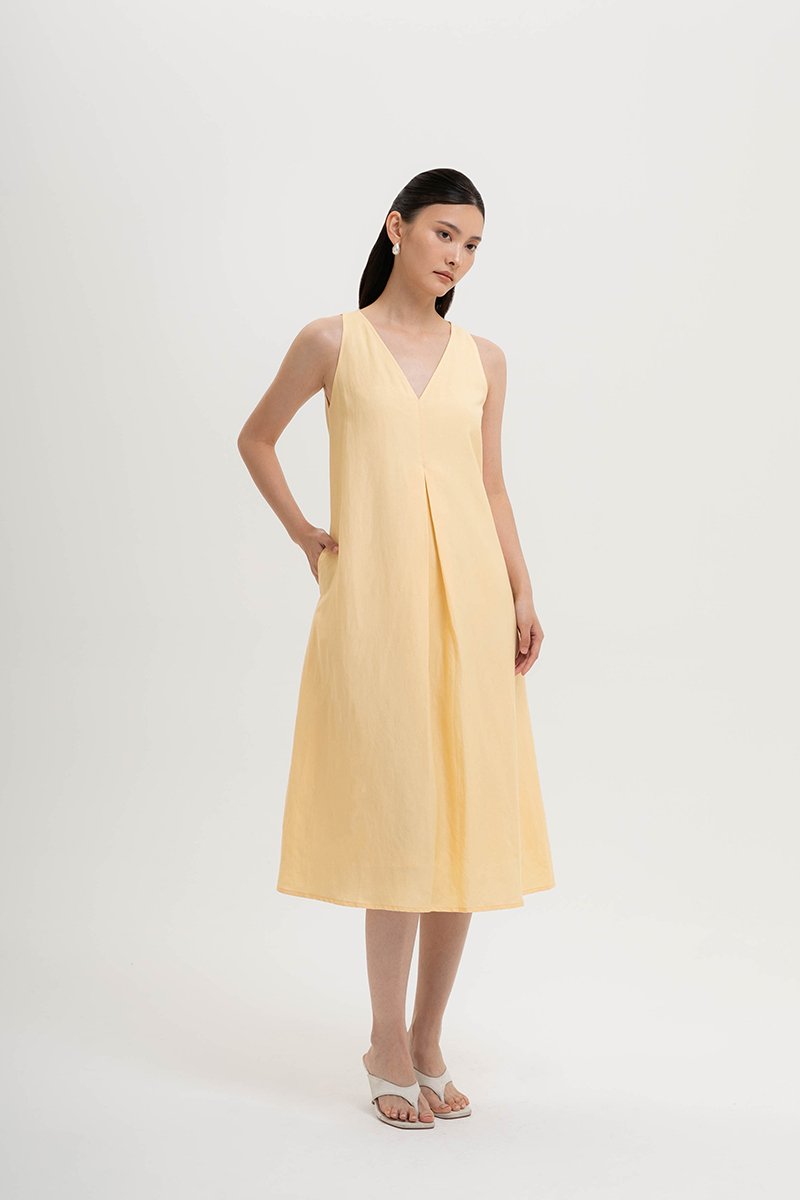 LANA PLEATED TENT LINEN DRESS