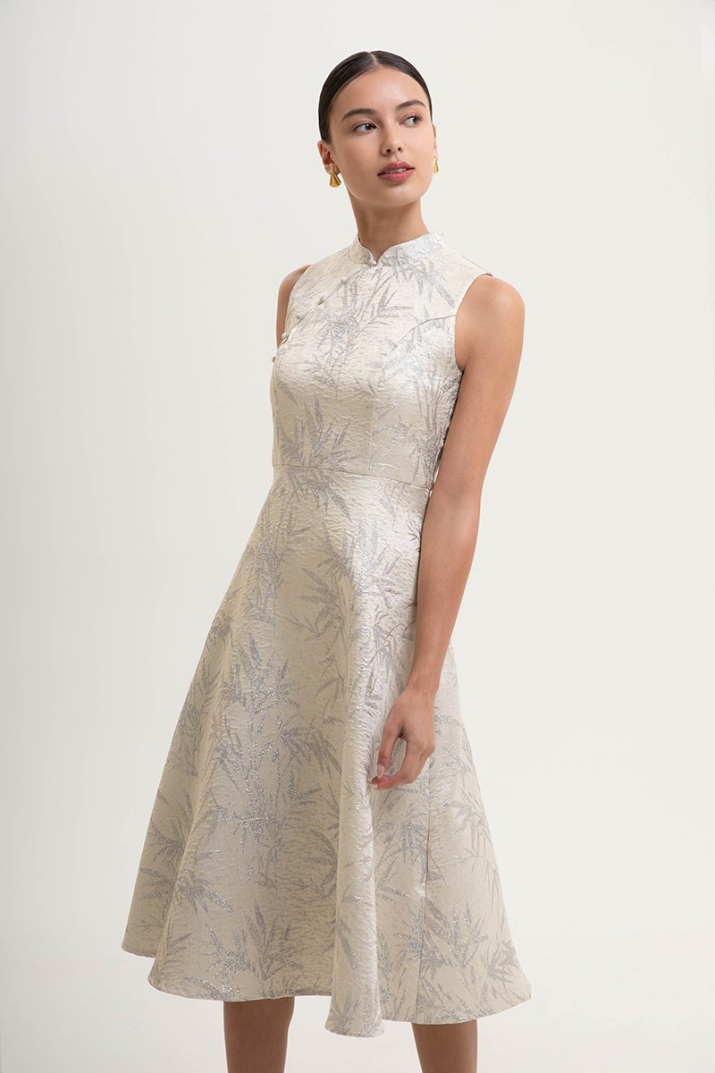 SANRIA JACQUARD FIT AND FLARE CHEONGSAM DRESS