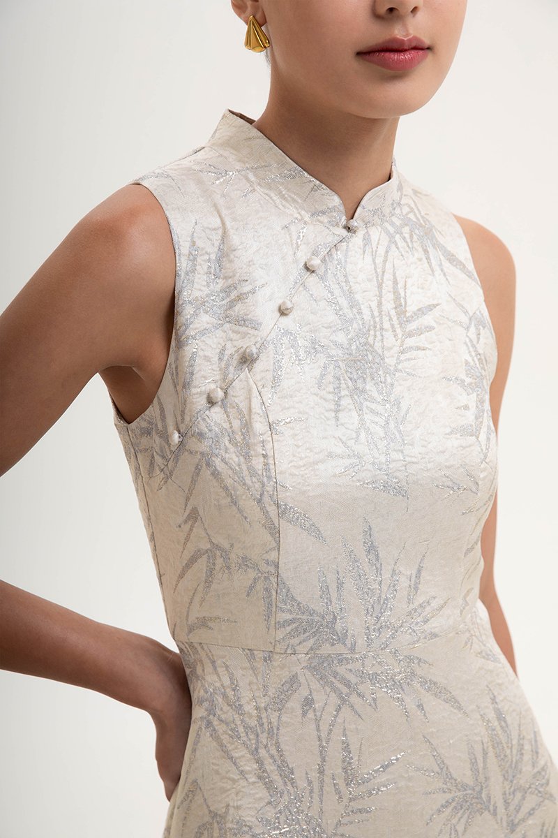 SANRIA JACQUARD FIT AND FLARE CHEONGSAM DRESS