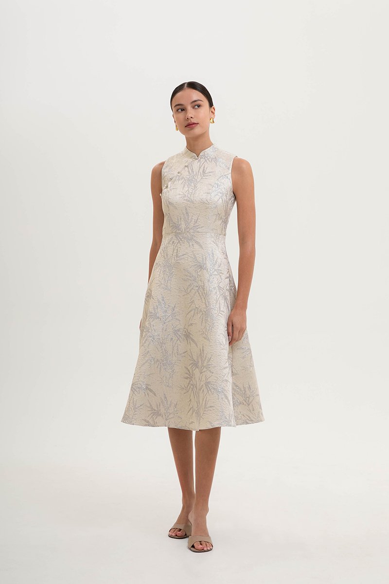 SANRIA JACQUARD FIT AND FLARE CHEONGSAM DRESS