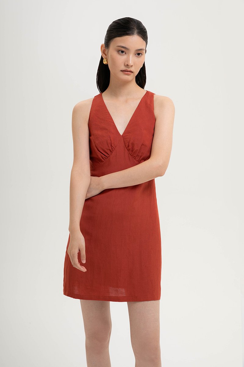 FLORIA LINEN MINI DRESS